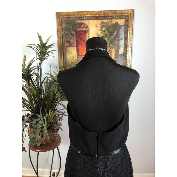 Maggy London Dress Women's 10 Black Halter A Line Lace Cocktail Party Elegant - Picture 6 of 10